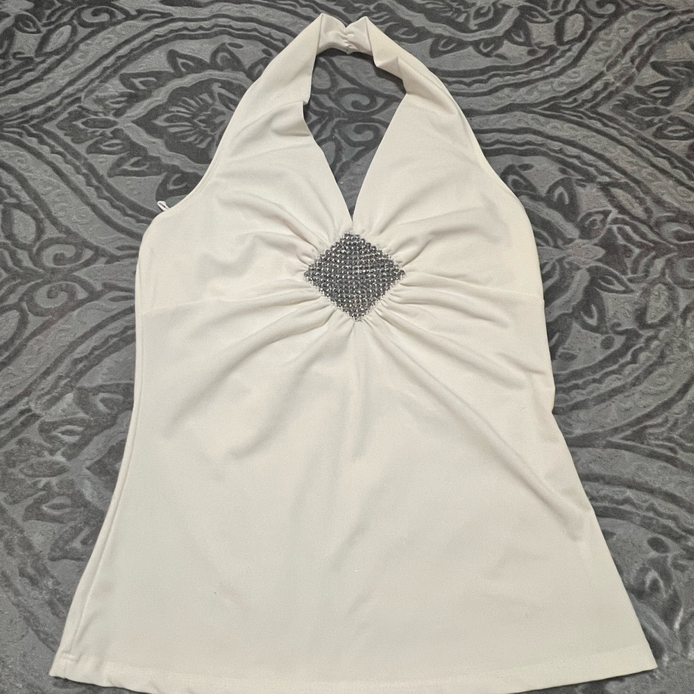 Julie's Closet White Ruched Cut Out Tank Top